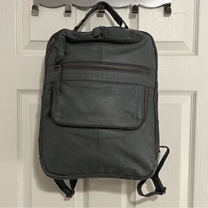 Free People East End Gray Leather Backpack Laptop Bag Carryall Commuter Tote
